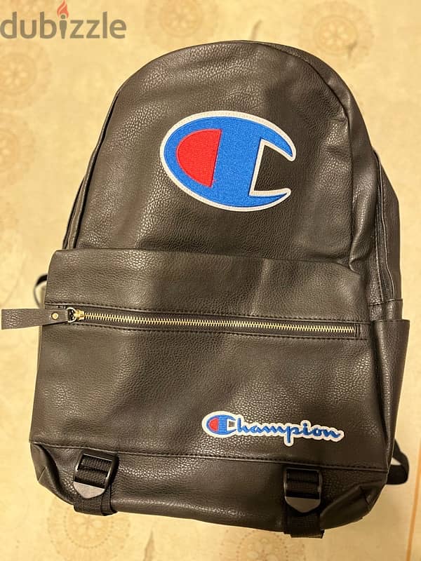 black leather champion backpack 2