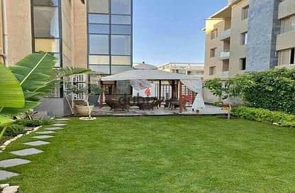 Garden apartment for sale, immediate delivery, fully finished, in the heart of the Fifth Settlement, in Galleria Moon Valley Compound 8