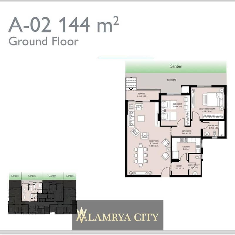 Apartment for sale in the New Administrative Capital at Boliver Compound ground floor with a garden, for 2.5 million less than the company's price. 4