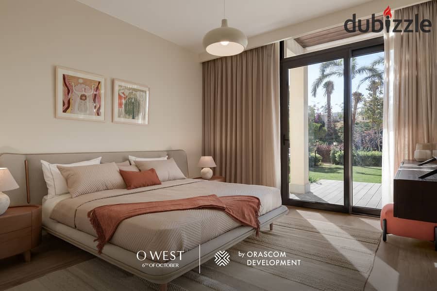 Fully furnished apartment for immediate delivery in OWEST compound, Gouna October, developed by Orascom Available on a 7-year installment plan 7