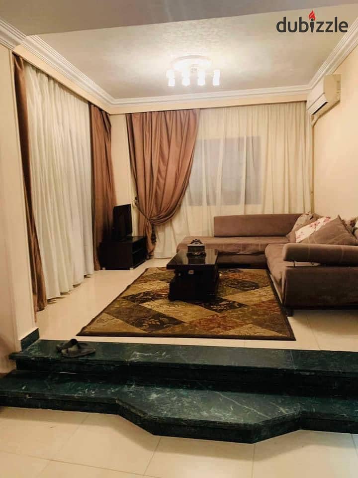 Furnished apartment for rent in District 3/4, a prime location next to services and the Arbella Mall in the Fifth Settlement 2