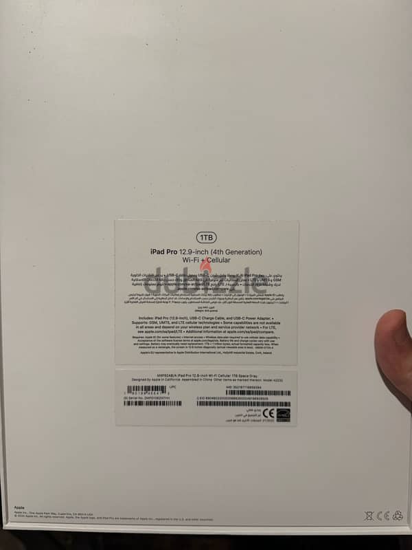 iPad 12.9 inches 1 TB wifi+cellular 4