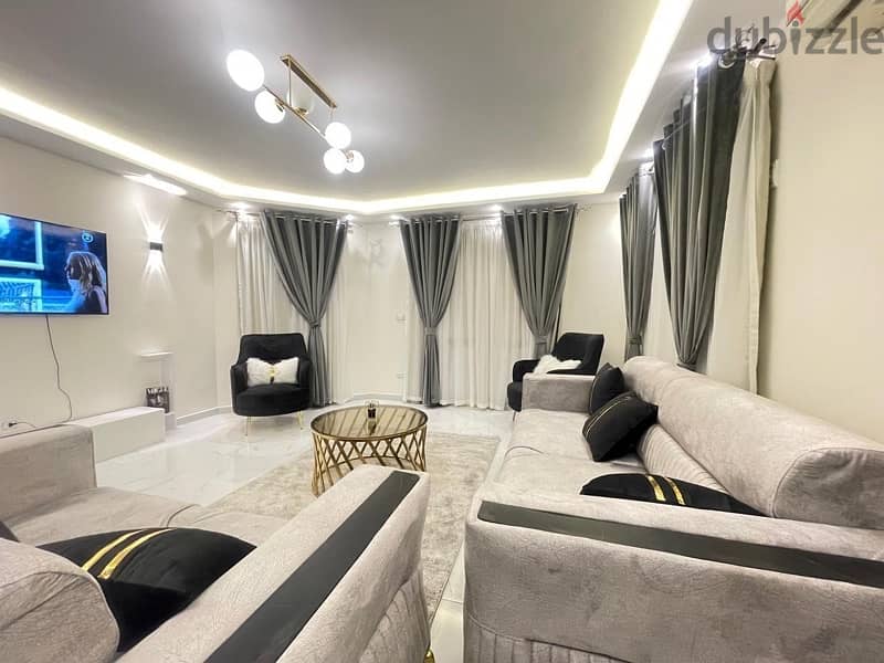 شقة مفروشة للايجار - ارضى بجاردن الخمائل الشيخ زايد Fully furnished 1