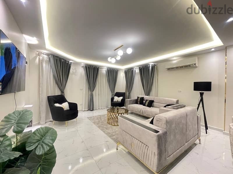 شقة مفروشة للايجار - ارضى بجاردن الخمائل الشيخ زايد Fully furnished 12