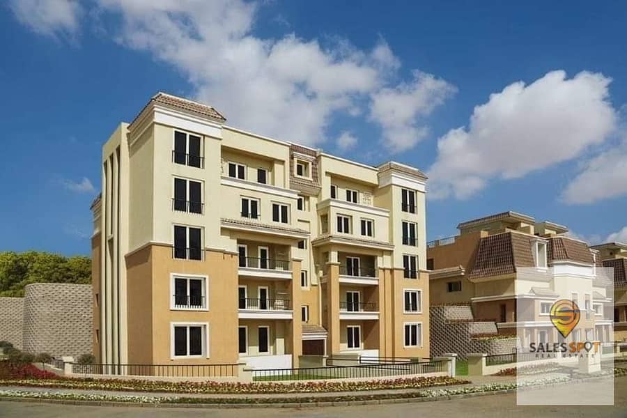 At half price a prime location apartment for sale in Sarai Sarai Compound near the Fifth Settlement 8