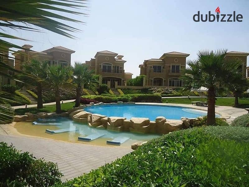 Independent villa for sale 294 m + private pool ready for viewing in installments in Stone Park New Cairo Compound 7