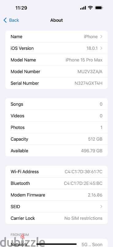 iPhone 15 Pro Max 512GB شريحتين 6