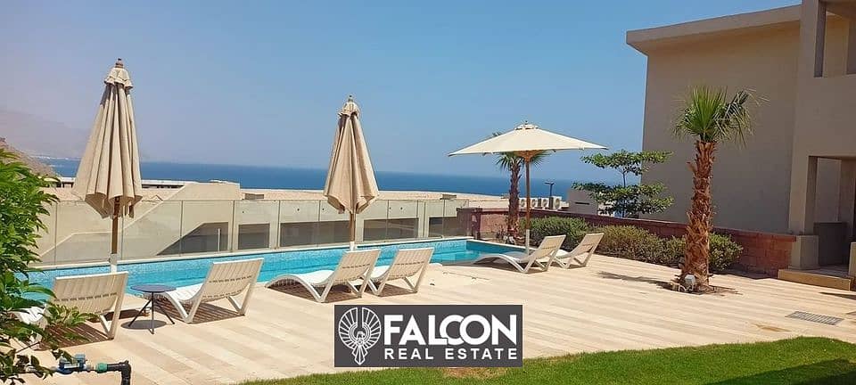 Without DownPayment Premium Sea View Chalet Ultra Super Lux Finishing 115m Prime Location For Sale In IL Monte Galala Ain Al  Sokhna With Installments 10