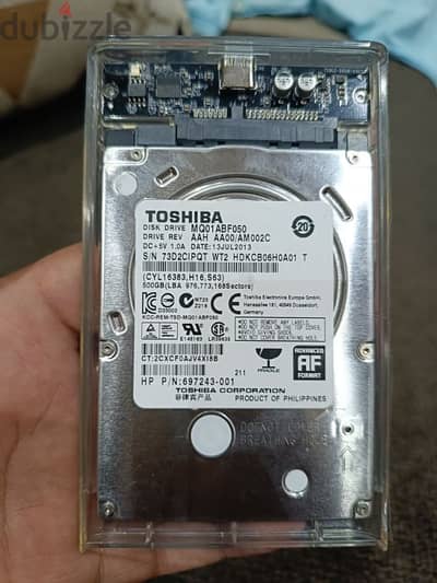 Toshiba HDD 500 used Like New