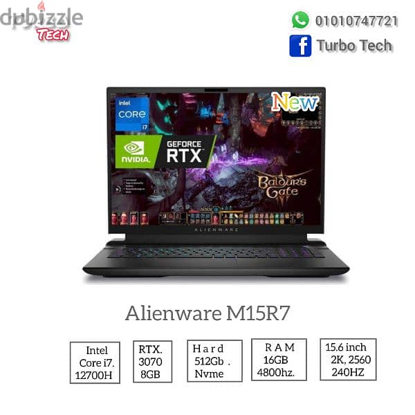 dell Alienware M15 R7 i7 12700H/rtx 3070 ti 8gb/2K QHD screen 240hz 0