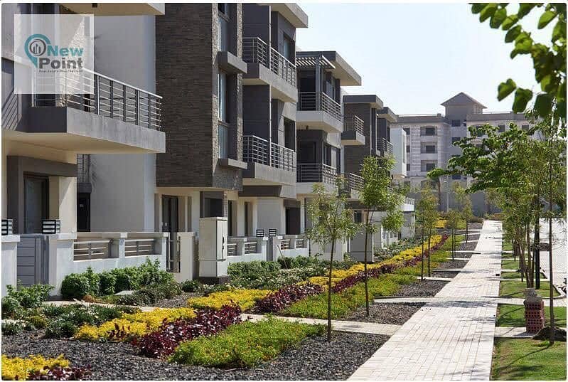 Own a garden duplex in a fully serviced compound in the best location in the first compound, directly on the Suez Road and the Ring Road, in front of 2