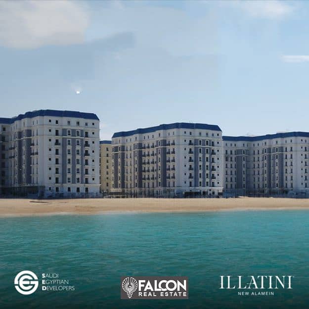 First Row Apartment on alamin lake  Fully Finished for sale, 134 SQM , in the Latin district , New Alamein, North Coast 0