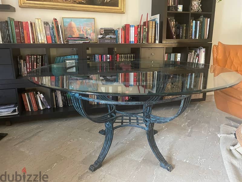 Ferforge Contemporary dining table with glass top. 5