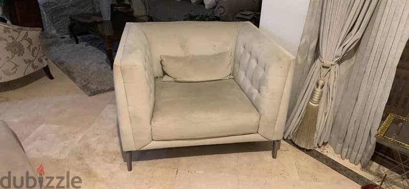 Light grey couch w/ matching pillows and loveseat 1