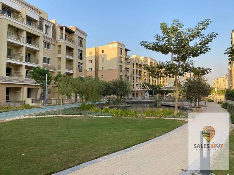 At the lowest price, a bargain apartment for sale (3 rooms) with a landscape view in (Sarai) Compound, minutes from the Fifth Settlement 5