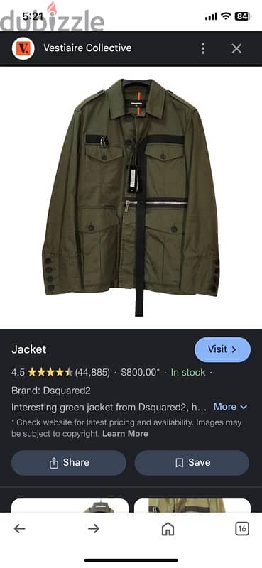 DSQUARED2  D-Ring Strap Military Jacket Size 52-L fit M