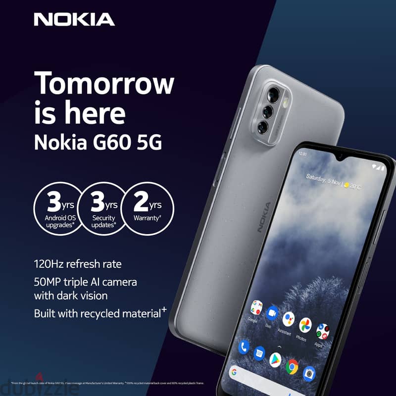 Nokia G60+120Hz 128GB اماراتية 5G+ NFC+ شريحة الكترونية بطارية4500جديد 8