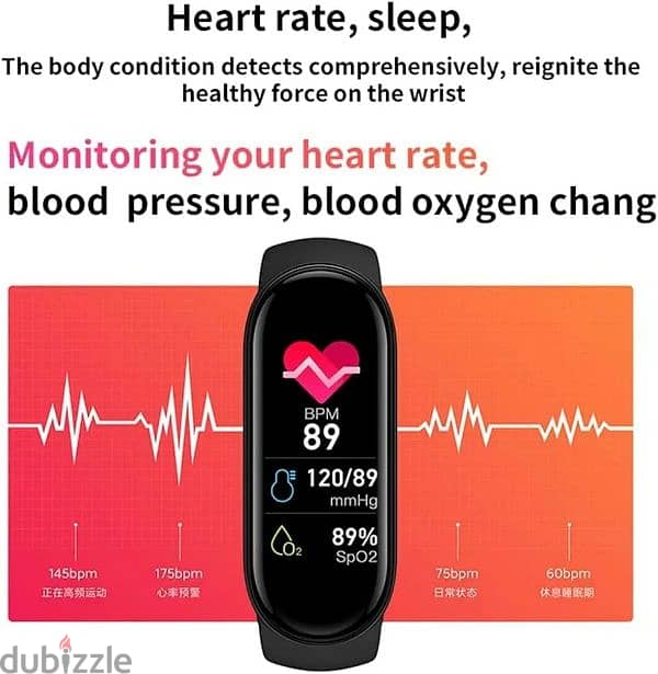 ساعة ذكية M6 2022 ببطارية تدوم حتى 15 يوم لمراقبة معدل ضربات القلب 1