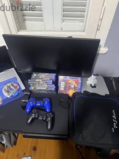 Ps4 slim 2 controllers 12 games ps  bag charging dock 800GB