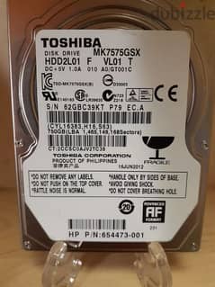 Toshiba 750GB SATA 2.5″ HDD2 0