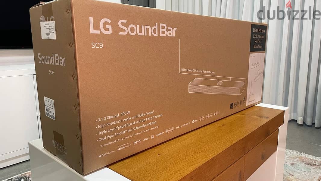 ساوند بار LG موديل SC9S - Dolby Atmos - الحاله جديد بالكرتونه 400 وات 5