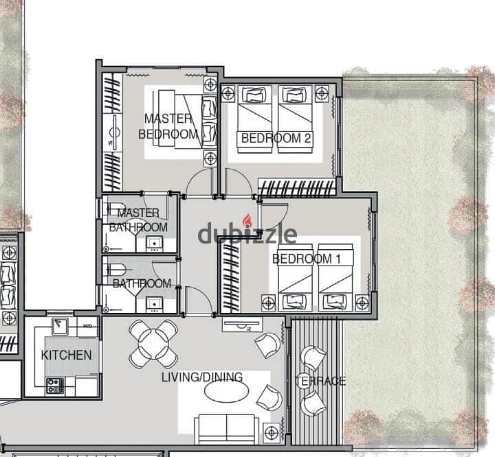 Ground floor apartment 122 with a garden for sale in Nour City, on Club Street, steps away from the club and services. Distinctive L10. 1