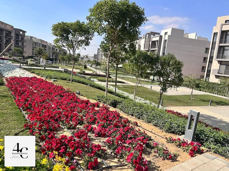 The most special apartment 193m with garden 130m garden for sale, fully finished, Ready to move view landscape fifth square Almarasem fifth settlement 9