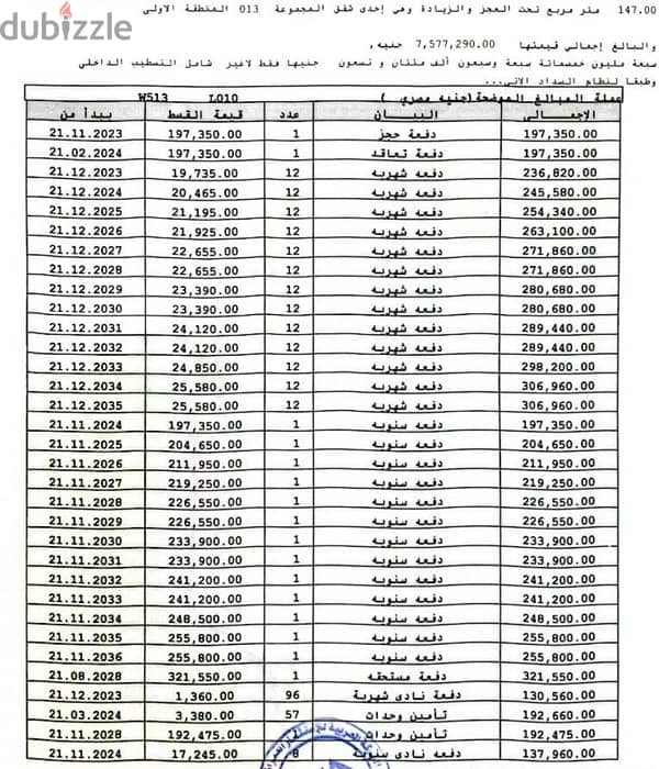 للبيع شقه في نور 147 متر استلام بعد سنه حجز قديم واعلى تميز حجز 23 4