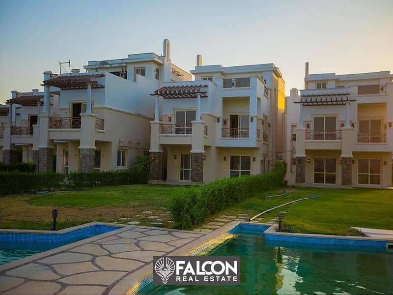 Receive immediately a luxurious 3-storey villa, first row, for sale, fully finished, in Blue Blue, Ain Sokhna 7