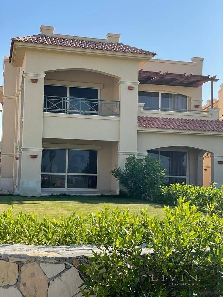 For sale, 140 sqm chalet, ready to move in, fully finished, overlooking the sea, in La Vista Gardens, Sokhna. 1