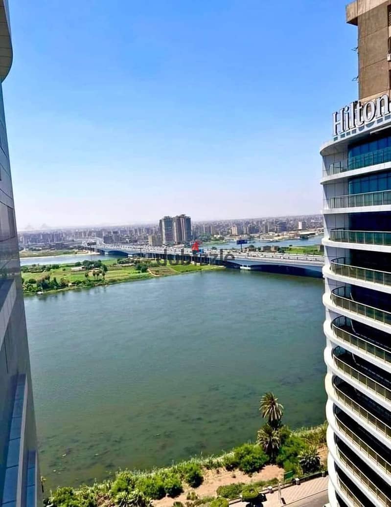 Hotel apartment for sale with furnishings and modern appliances on the Nile Corniche, Maadi Towers 2