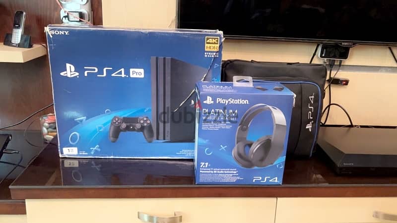 بلاستيشن PS4 Pro 4k software 8.5 قابل للتهكير مع شنطة وسماعه بلوتوث 15