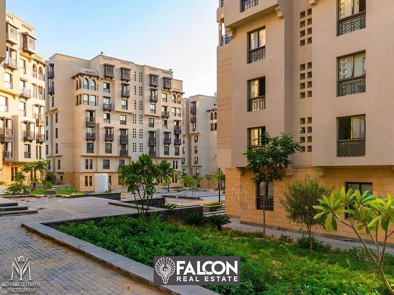 For sale, an apartment with a down payment of 590 thousand, immediate delivery and fully finished, in a distinguished location in New Cairo, in Fustat 1