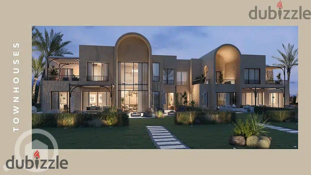 Book your unit in El Gouna with a full sea view in Kamarn Orascom, a 100-meter chalet, super deluxe finished 4