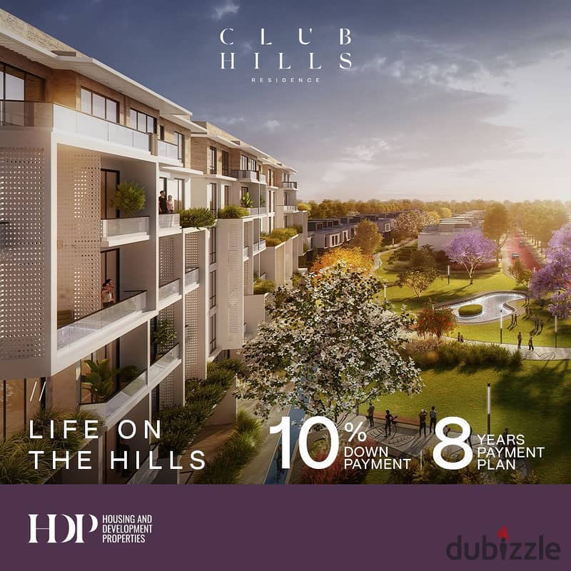 Own an apartment with a landscape view in front of Al Gezira Club, with installments over 8 years, from CLUB HILLS, next to PALM HILLS and NEW GIZA 6