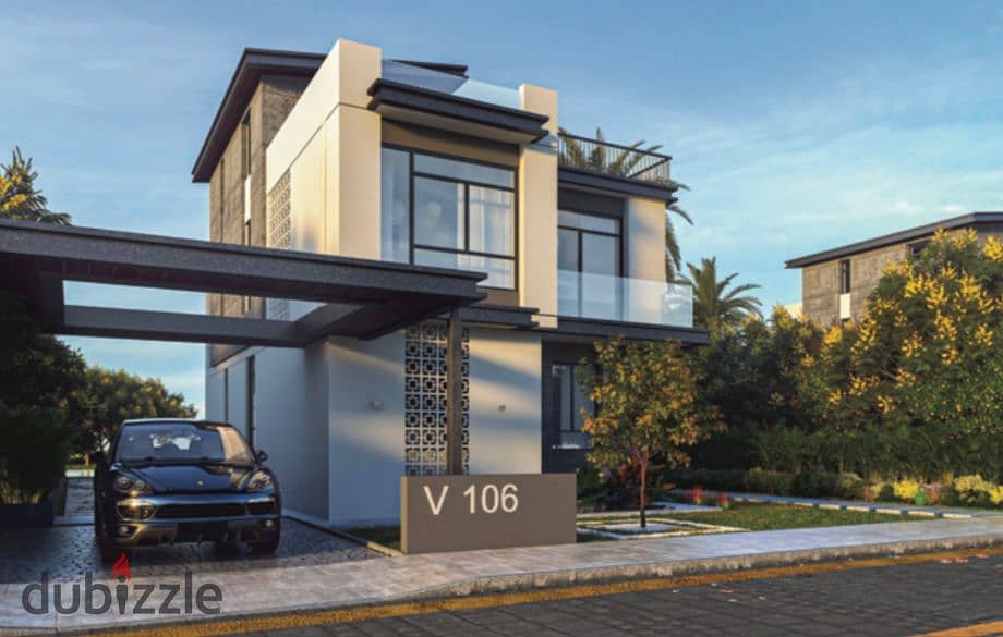 Live in a 3-storey villa with a landscape view, in installments over 9 years, in a prime location in Sheikh Zayed 10