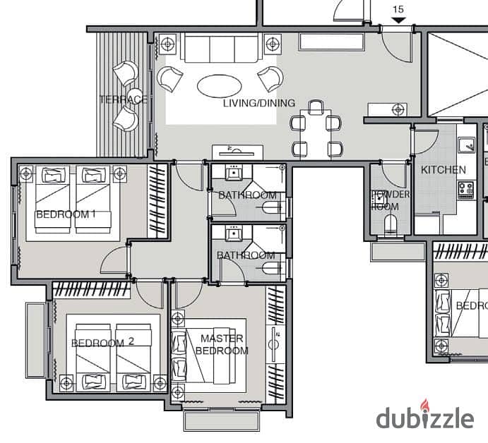 For sale, a apartment of 131 square meters in Nour. Old booking, delivery in 2023. Installments15 years, steps from the services, close to club 1