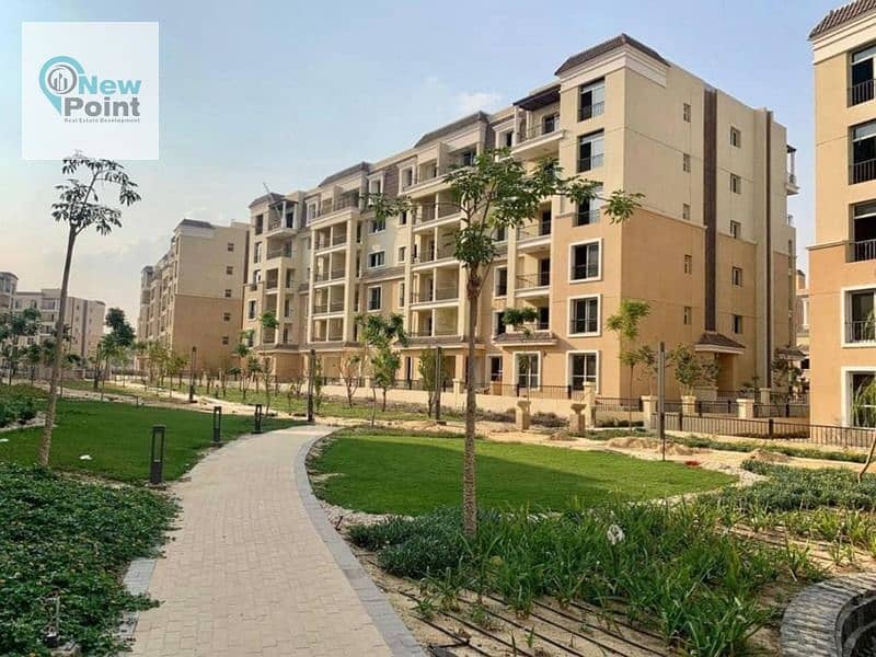 At cash price, own a 3-bedroom apartment with a garden of 174 m, directly on the Amal Axis in Sarai Compound in Mostakbal City 6