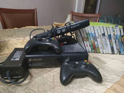 Xbox 360 with 2 controllers and Kinect camera