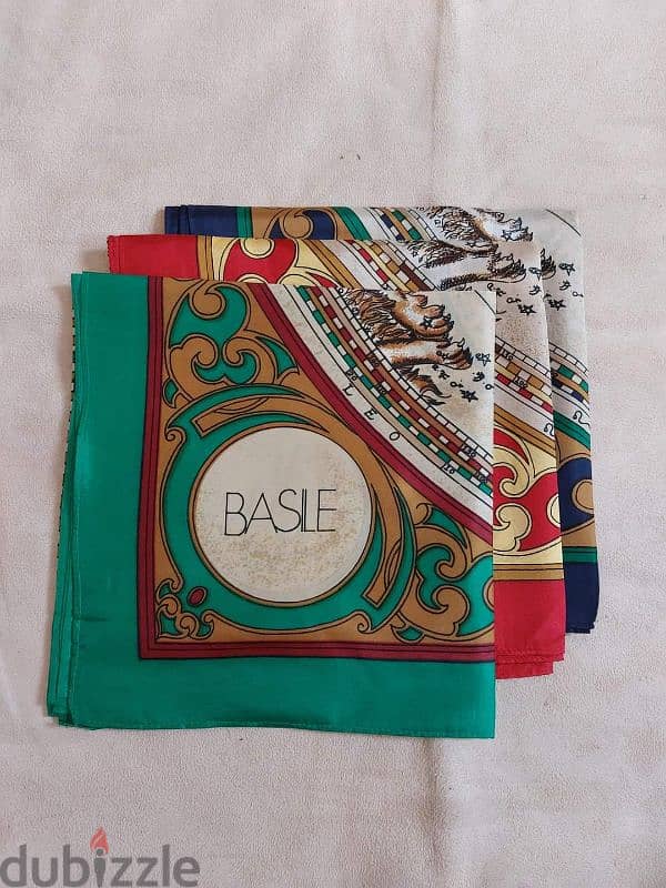 اسكارف مربع 100% حرير ماركة Basile  مقاس 80×80 سم تغليف فاخر 4