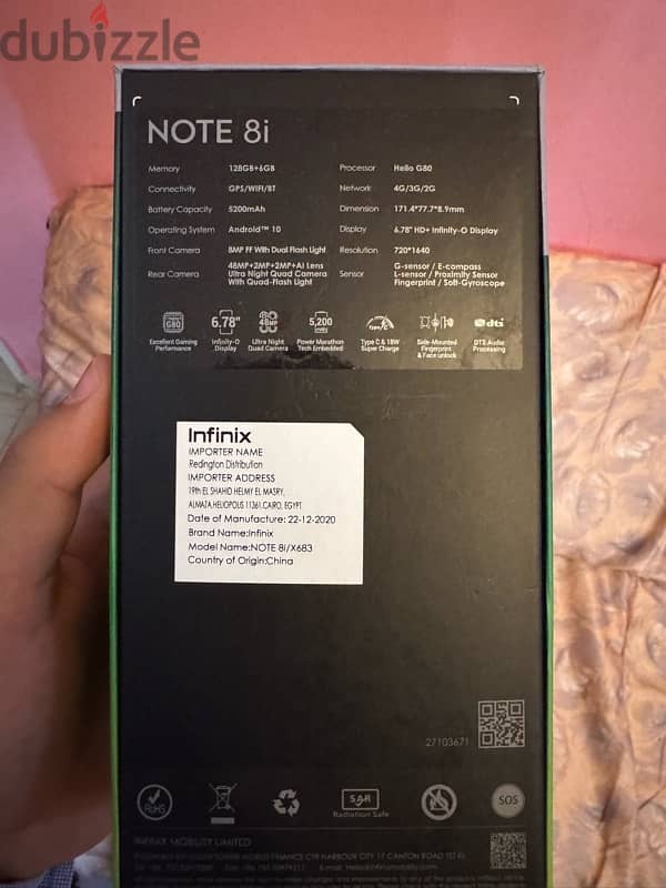 Infinx note 8i 6+128 زيرووو 6