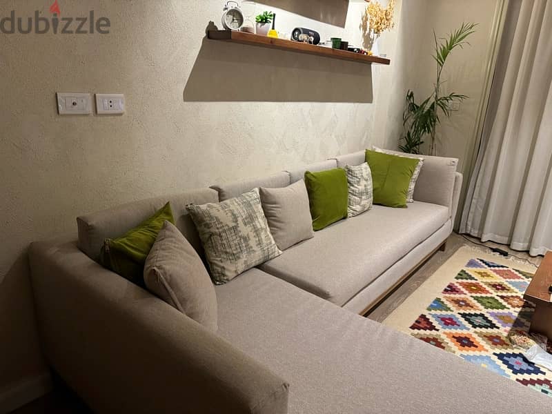 L shape Living Room - ركنة خشب زان 2