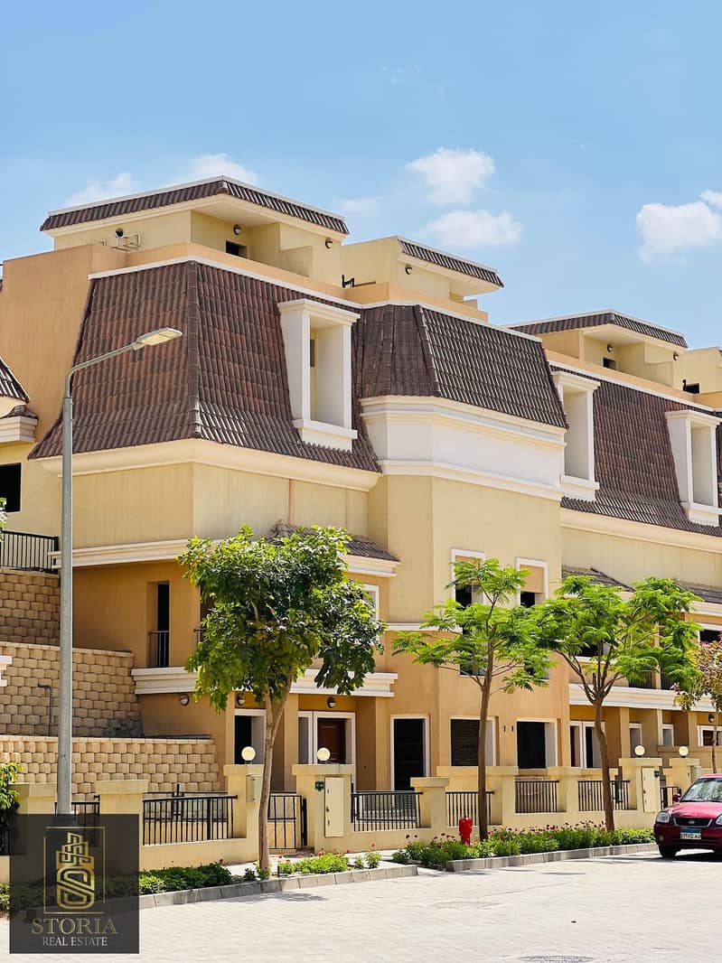 At a very special price, a 5-bedroom villa for sale in New Cairo, directly next to Madinaty, in Sarai Compound, with a down payment of only 10% and in 27