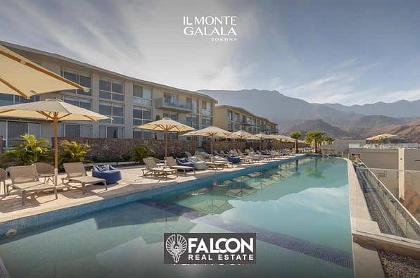 Ground floor chalet 126 m in Il Monte Galala on the sea, fully finished Seaview in Ain Sokhna, Il Monte Galala, in installments 0