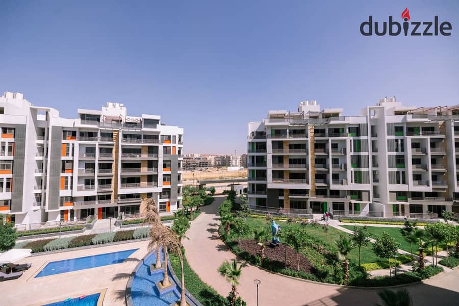 Apartment for sale with a down payment of 451 thousand for sale in the compound, 7 minutes from AUC University. Receive your home inside the compound. 6