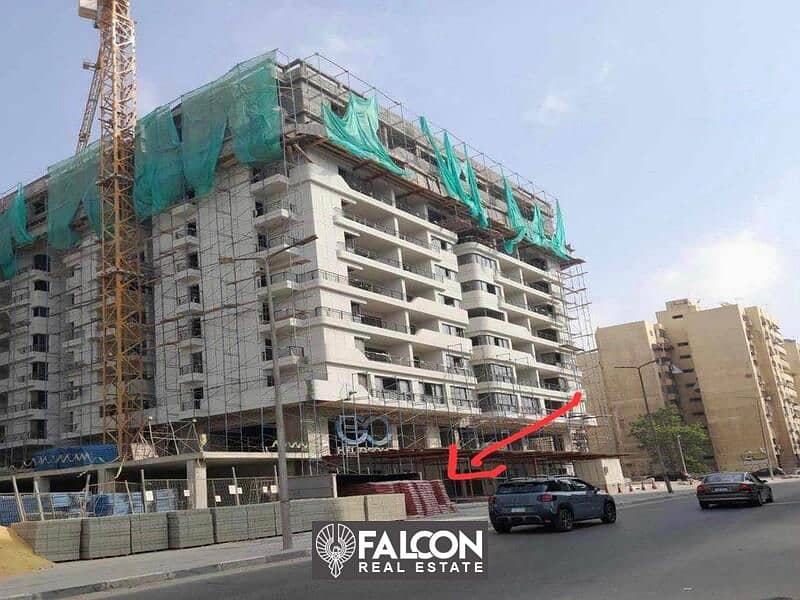 Shop for immediate receipt with a 20% down payment, ready for inspection and receipt, front facade on El-Nozha Street, in front of City Stars, Nasr 5