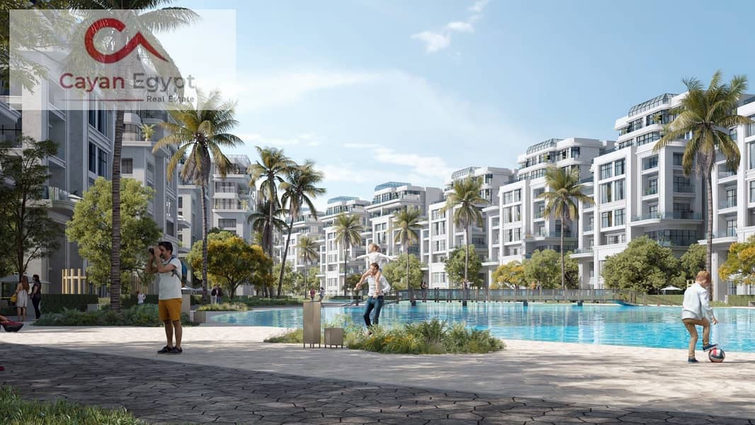 APARTMENT FOR SALE IN LUMIA RESIDENCE, R8 3BEDROOMS Direct Lagoon View in New Capital 5% Dp 1