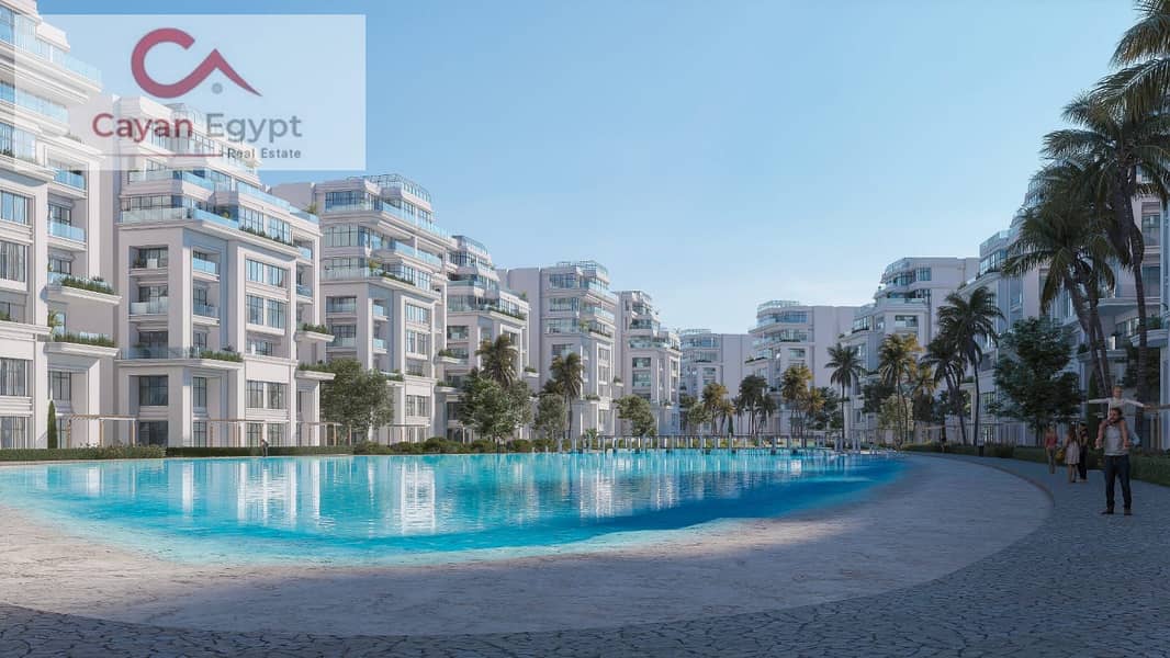 APARTMENT FOR SALE IN LUMIA RESIDENCE, R8 3BEDROOMS Direct Lagoon View in New Capital 5% Dp 2