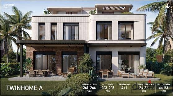 Twinhome 244m for sale in Crescent walk- New Cairo 1