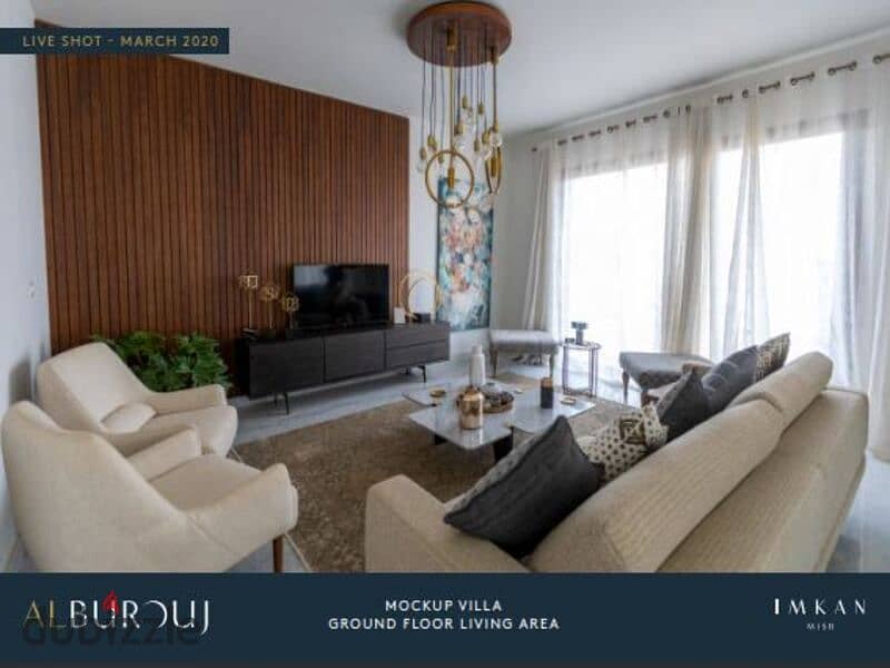 Receive an immediate, ultra-super-luxury finished townhouse in Al Burouj Al Shorouk Compound, in installments 11